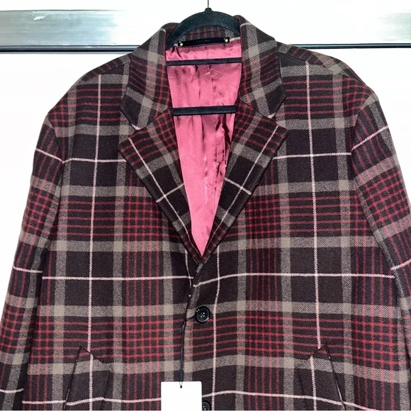 Paul Smith brown plaid checked coat, men’s size 40 - Picture 4 of 13